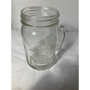 Golden Harvest Drinking Jar Glass Mug Handle Embossed Vintage